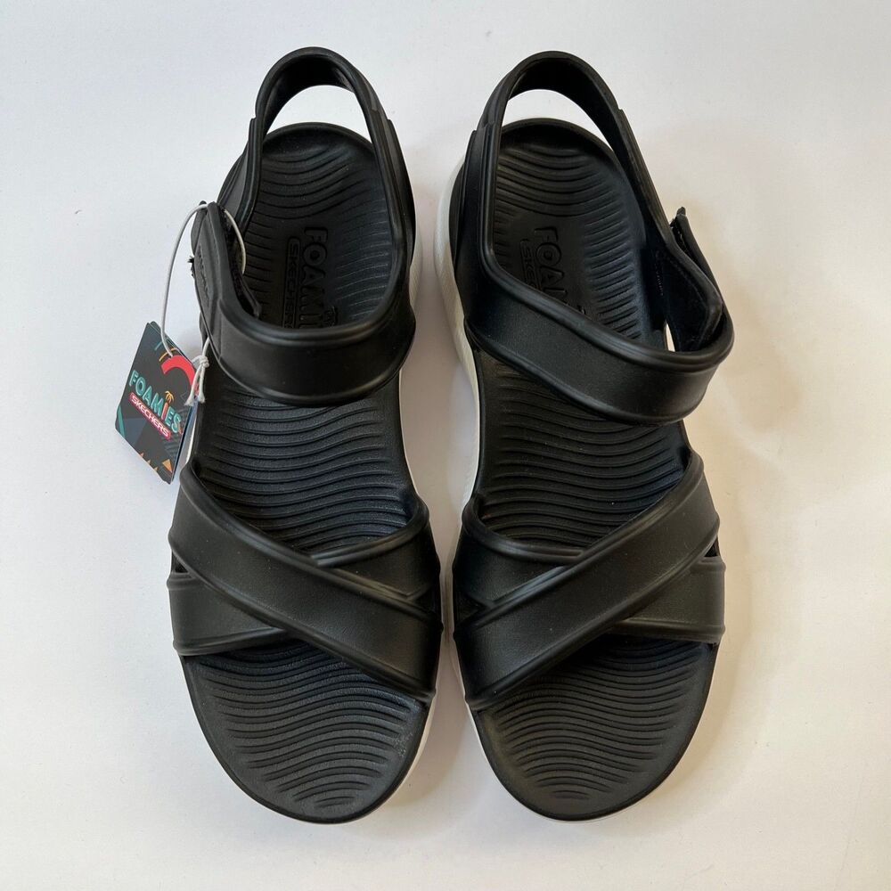 Skechers Foamies Size 9 Women Black Massage Fit Machine Washable Comfort Sandals